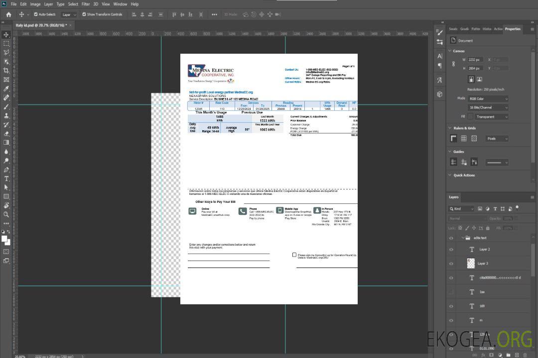 Modèle de facture de services publics d'entreprise USA Texas Medina Electric aux formats Word et PDF template Modèle de facture de services publics d'entreprise USA Texas Medina Electric aux formats Word et PDF template